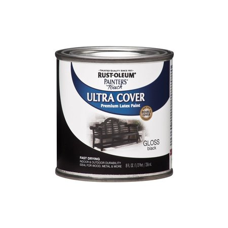 KRUD KUTTER Rust-Oleum Painters Touch Gloss Black Water-Based Ultra Cover Paint Exterior & Interior 0.5 pt 1979730